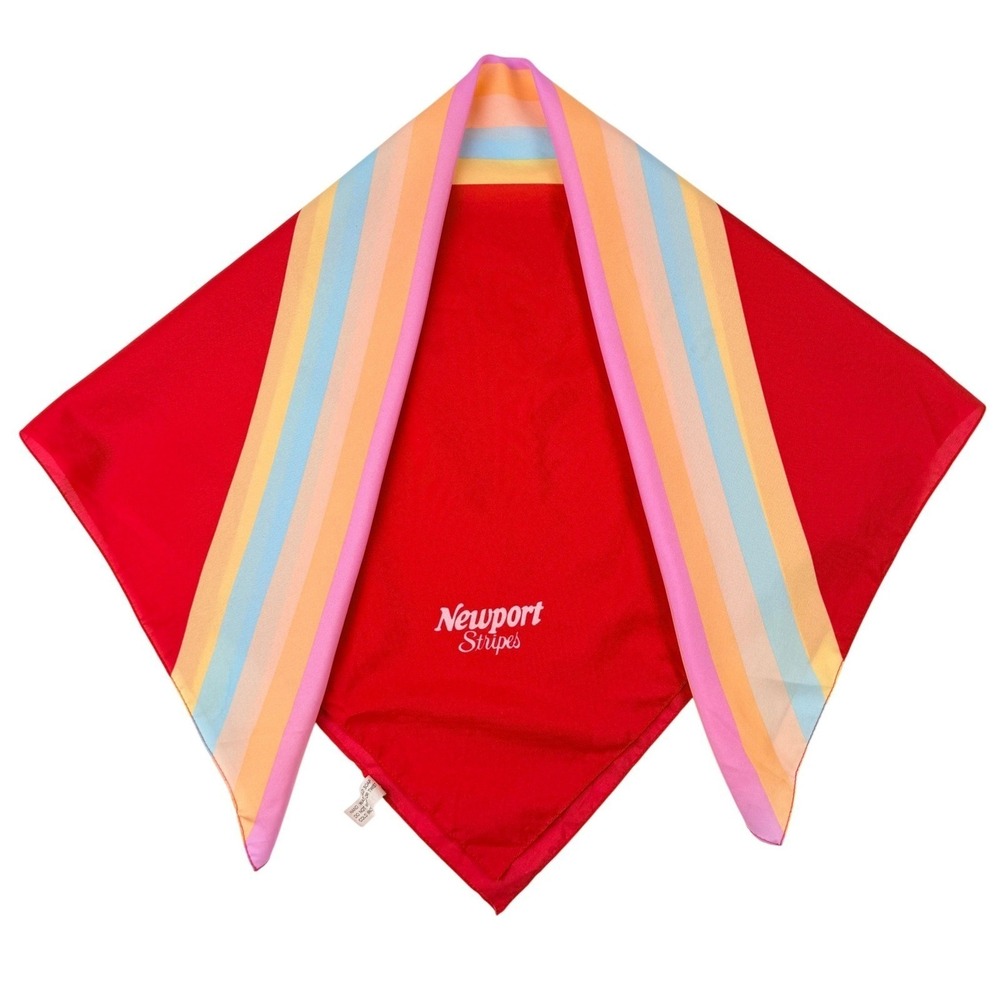 Vintage Newport Stripes Red Rainbow Scarf Square Bandana‎ Neckerchief 30x30